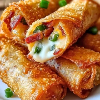 Plate of Bacon Jalapeño Popper Eggrolls with dipping sauce