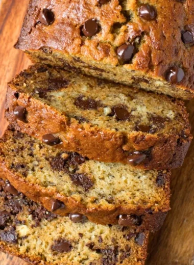 Delicious homemade chocolate chip banana bread loaf