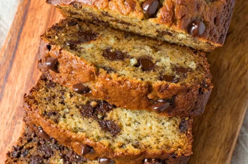 Delicious homemade chocolate chip banana bread loaf