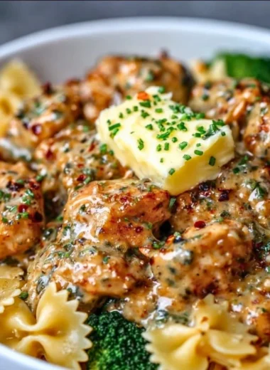 Delicious Cowboy Butter Lemon Bowtie Chicken with Broccoli