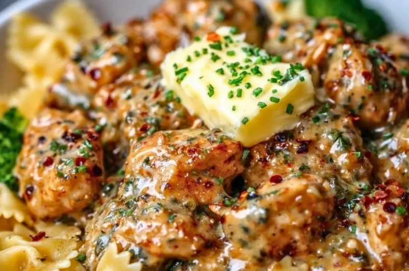 Delicious Cowboy Butter Lemon Bowtie Chicken with Broccoli