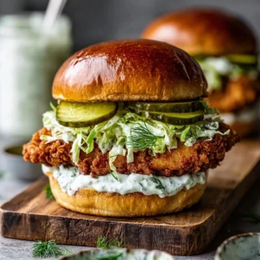 Delicious Crispy Dill Chicken Sandwich served with fresh toppings