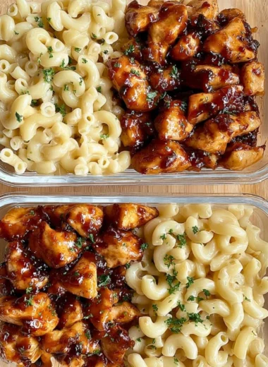 Delicious Honey Pepper Chicken Mac and Cheese served in a bowl