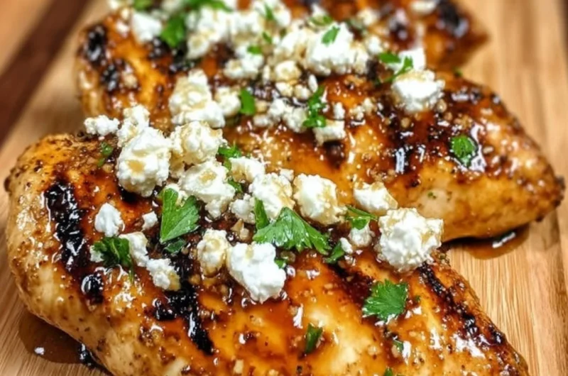 Hot Honey Feta Chicken recipe with a sweet and savory glaze