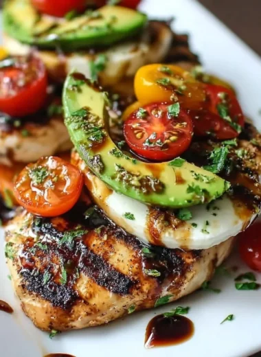 Juicy Grilled California Avocado Chicken served with fresh herbs and spices