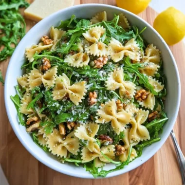 Lemon Arugula Pasta Salad with fresh ingredients and vibrant colors