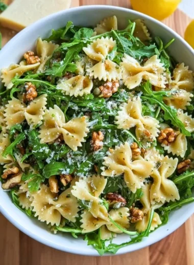 Lemon Arugula Pasta Salad with fresh ingredients and vibrant colors