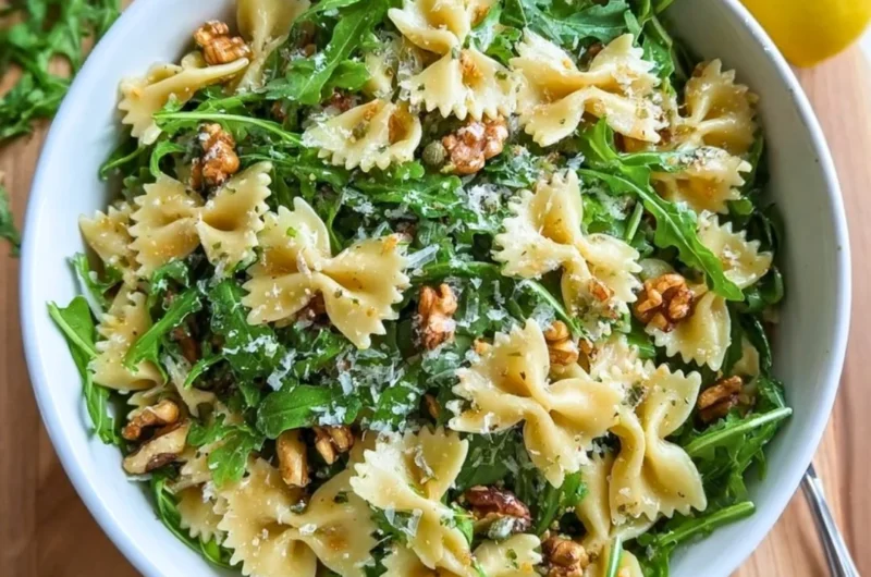 Lemon Arugula Pasta Salad with fresh ingredients and vibrant colors