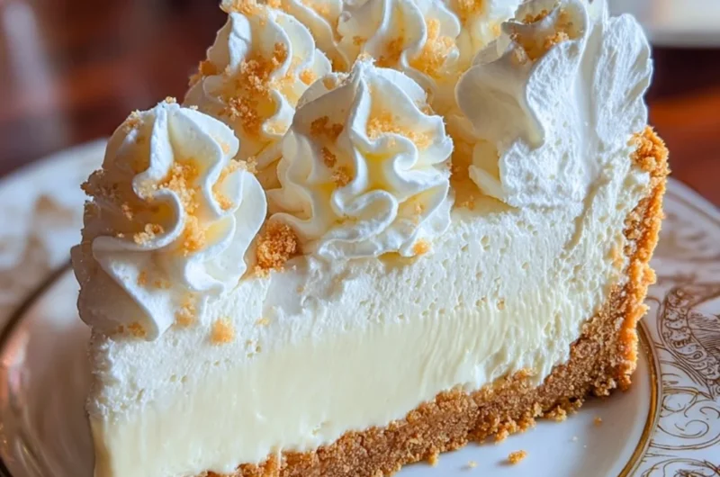 Delicious Marshmallow Cheesecake topped with whipped cream and chocolate drizzle.