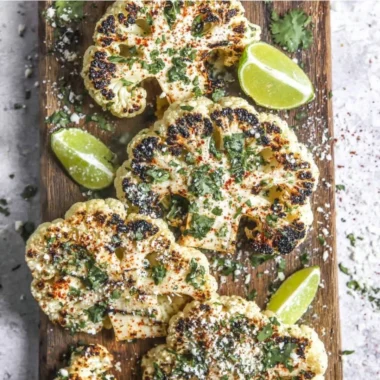 Mexican Street Cauliflower dish garnished with cheese and spices