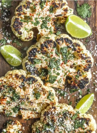 Mexican Street Cauliflower dish garnished with cheese and spices