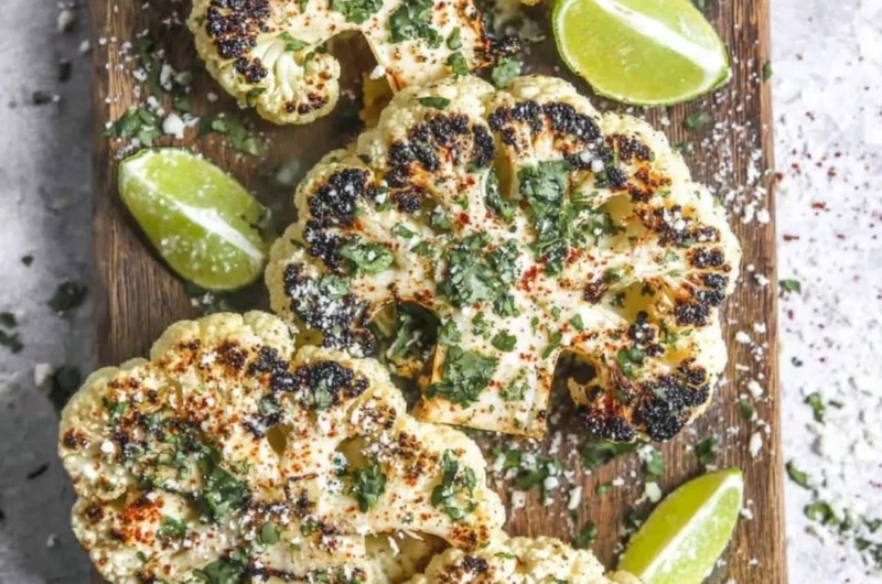 Mexican Street Cauliflower dish garnished with cheese and spices