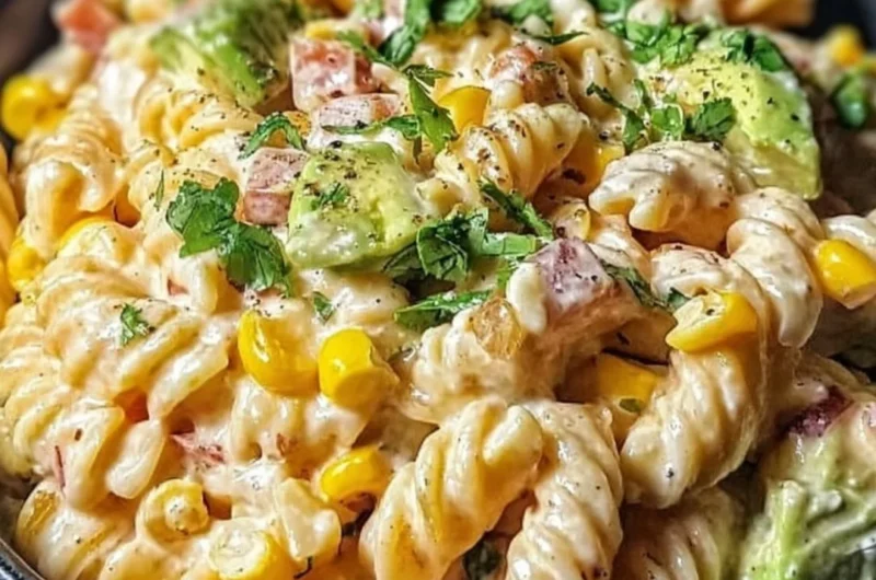 Delicious Mexican Street Corn Pasta Salad with vibrant toppings and flavors