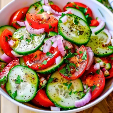 Refreshing Tomato Cucumber Salad with vibrant colors and healthy ingredients.
