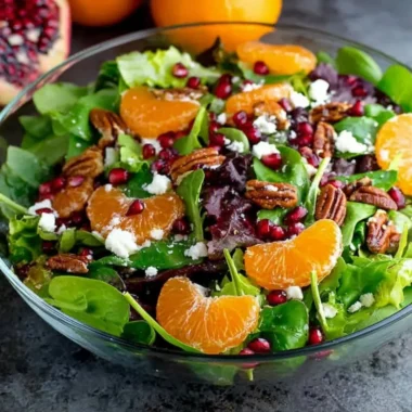 Colorful winter salad with seasonal greens and toppings