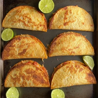 Delicious baked chicken tacos served with fresh toppings in a crispy shell.