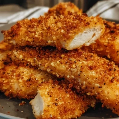 Crispy air fryer ranch chicken tenders on a plate ready to serve.