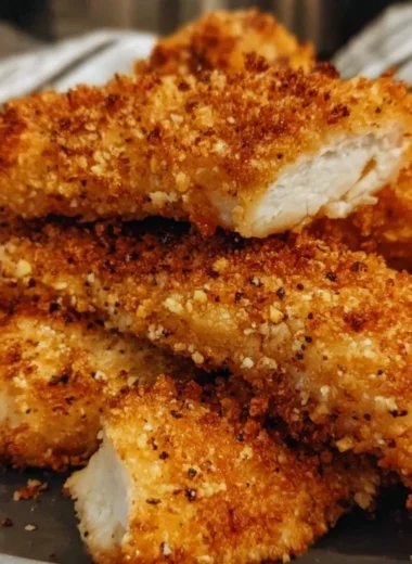Crispy air fryer ranch chicken tenders on a plate ready to serve.