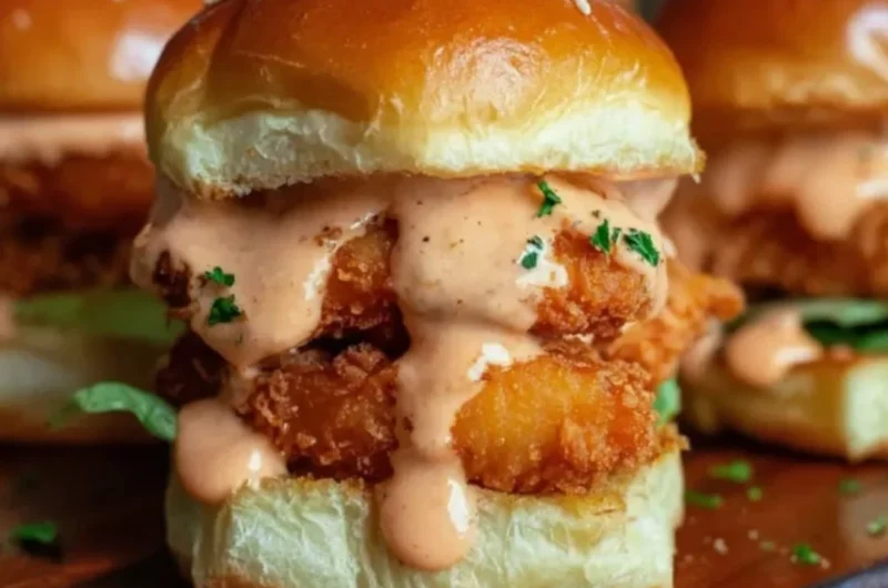 Delicious Bang Bang Chicken Sliders served on a platter