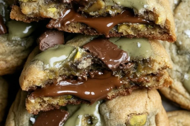 Delicious Brown Butter Pistachio Chocolate Chip Cookies on a plate.