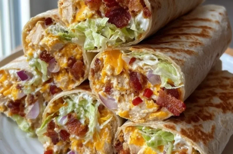Delicious cheesy bacon ranch wraps filled with crispy bacon and savory ranch dressing