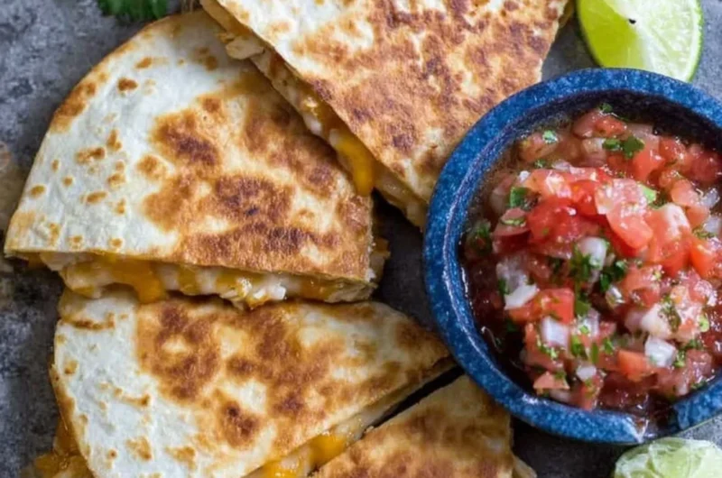 Delicious Chicken Quesadillas with grilled chicken and melted cheese
