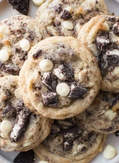 Delicious Cookies and Cream Cookies on a plate, ready to be enjoyed.