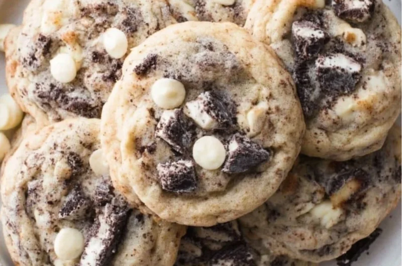 Delicious Cookies and Cream Cookies on a plate, ready to be enjoyed.