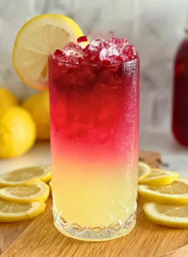 Glass of refreshing Hibiscus Water with a vibrant red hue