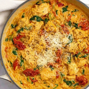 Delicious Marry Me Chicken One Pot Pasta served in a bowl with fresh herbs.