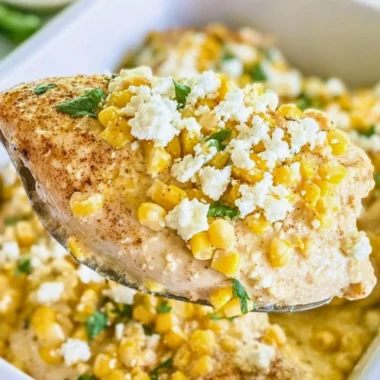 Delicious Mexican street corn chicken served with fresh toppings