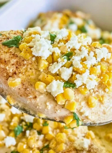 Delicious Mexican street corn chicken served with fresh toppings