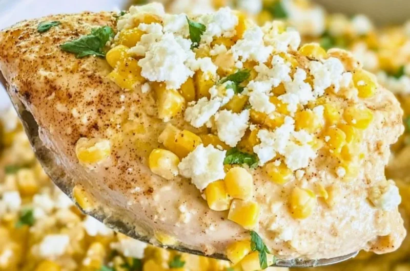 Delicious Mexican street corn chicken served with fresh toppings