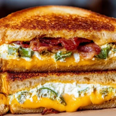 Roasted jalapeno popper grilled cheese sandwich on a plate