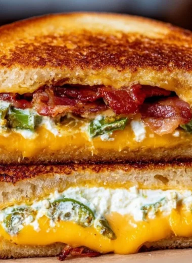 Roasted jalapeno popper grilled cheese sandwich on a plate
