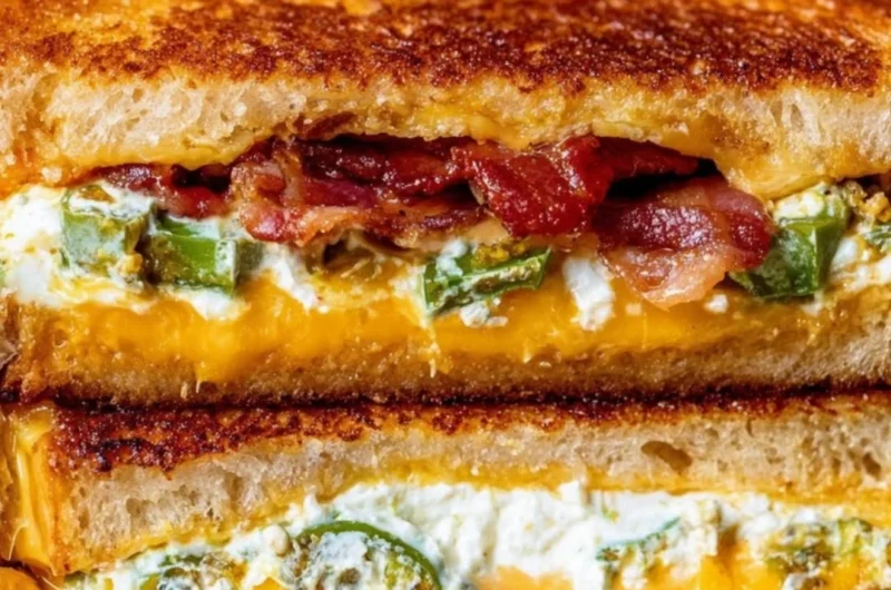 Roasted jalapeno popper grilled cheese sandwich on a plate