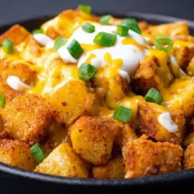 Homemade Taco Bell potato bites served with dipping sauce.