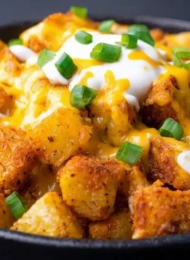 Homemade Taco Bell potato bites served with dipping sauce.