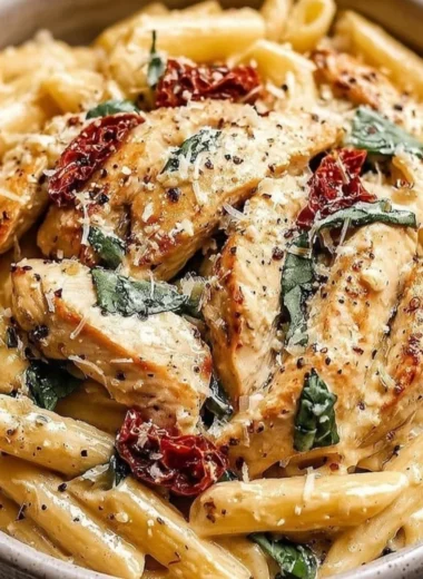 Delicious Marry Me Chicken Pasta served on a plate with fresh herbs and parmesan.