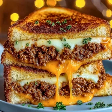Ultimate Cheesy Ground Beef Melt with layers of cheese and ground beef